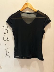 Stylish Black  Mesh Top