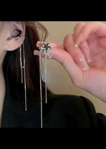 Chain Tassel Moon and star earrings
