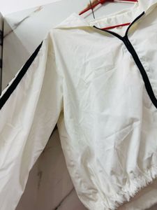 White Striped Cropped Jacket