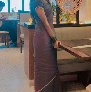 Elegant Purple Saree with stiched blouse