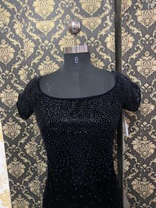 Black Velvet Embellished Maxi Dress
