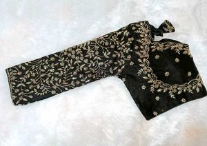 Elegant Black &amp; Gold Embroidered Blouse