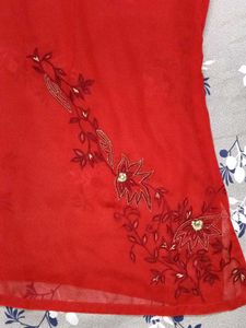 Red Embroidered Top