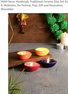 Festive Ceramic Diya Set Of 8