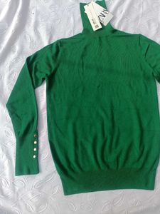 Zara Green Turtleneck Sweater