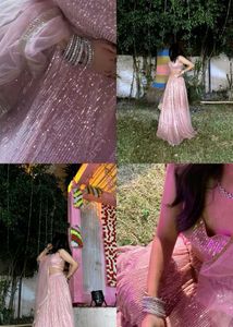 Pink Sequin Lehenga Choli Set