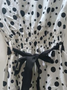 White &amp; Black Polka Dots Dress