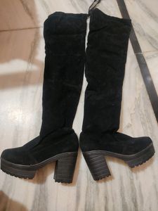 Long Velvet Heels Boots