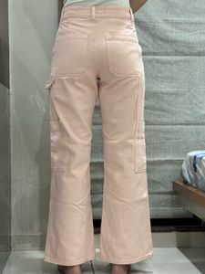 Pink Flare Leg Cargo Pants