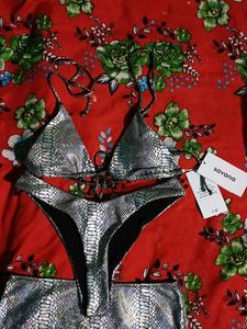 Silver 3 Piece Bikini Set