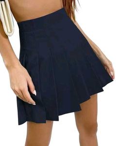 Navy Blue Pleated Mini Skirt