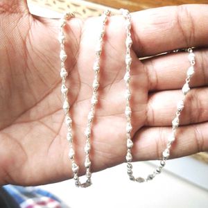 925 Pure Silver Spritual Tulsi Mala Chain