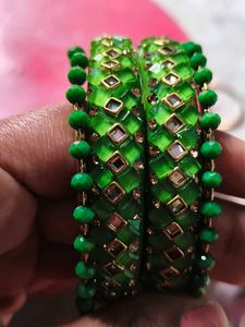 Green Beaded Bangle Set