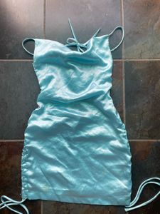 Satin blue mini dress, size small
