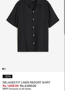 H&amp;M Linen Black Resort Shirt