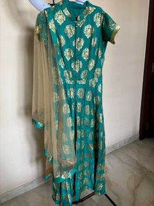 Beautiful Sea Green Gown With Dupatta