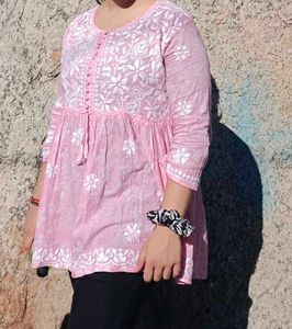 Lucknowi Chikan Kari Short Kurti