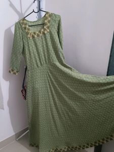 Italian Silk Gown With Embroidered Lace