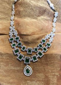 Emerald Green American Diamond Necklace