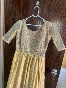 34 bust heavy golden gown with dupatta