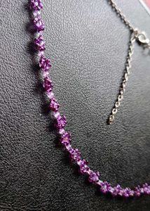 Purple Flower Beaded Necklace
