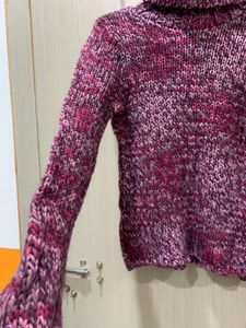 Imported Pink Knit Turtleneck Sweater