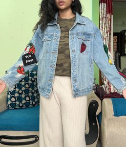 Denim Jacket with torn pattern💙