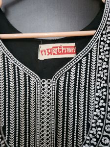 Black Embroderied Chikankari Work Georgette Longli