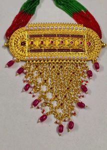 Ruby Rajisthani Gold-Tone Necklace set bridal look