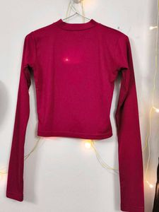 Burgundy Cutout Long Sleeve Top