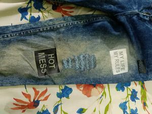 Distressed Graphic Print Jeans