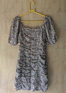 Floral printed ruched sheath mini Dress