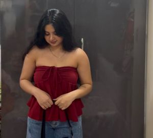 Red Ruffle Tube Top