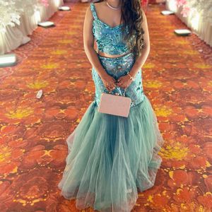 Aqua Sequin Lehenga Choli