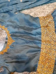 Elegant Grey &amp; Gold Anarkali Suit