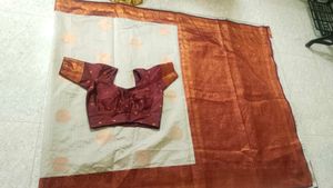 Beautiful Silk Saree With Kachouri Cut Blouse