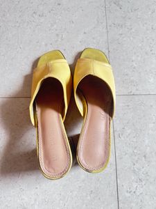 LUNA BLU by Westside Yellow Block-Heeled Mules