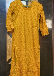Mustard Color Party Wear Kurta With Pocket Pant