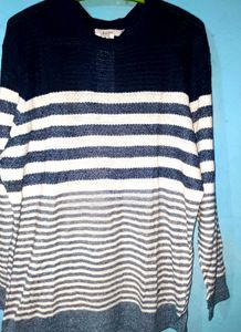 Navy OLZEN Striped Knitted Sweater