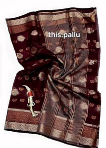 Maroon &amp; Gold Banarasi Silk Saree