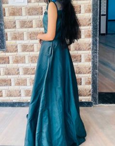 Elegant Teal Embroidered Gown