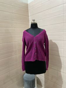 DKNY IMPORTED  Purple Knit Cardigan