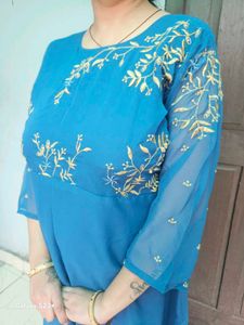 PEACOCK COLOUR LONG GOWN WOMEN