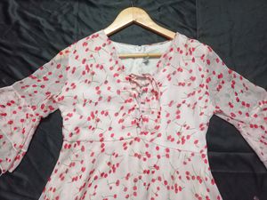 Baby Pink Cherry printed Dress