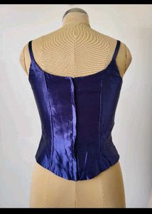 Royal Blue Floral Corset Top