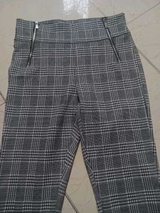 Plaid Zipper Detail Pants