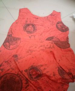 Orange Sleeveless Casual Dress