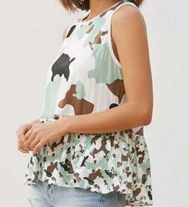 Camouflage Print Peplum Top