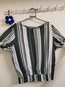 Striped Short Sleeve Blouse