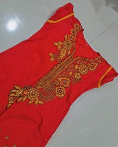 Elegant Red Embroidered Kurta